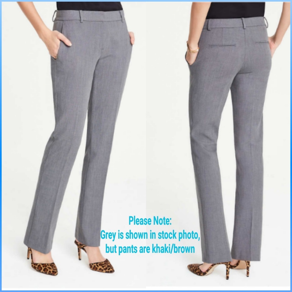 Ann Taylor Brown Khaki Petite Straight Dress Pant